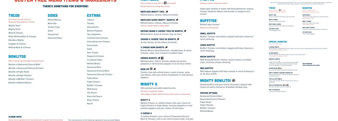 Mighty Taco Menu