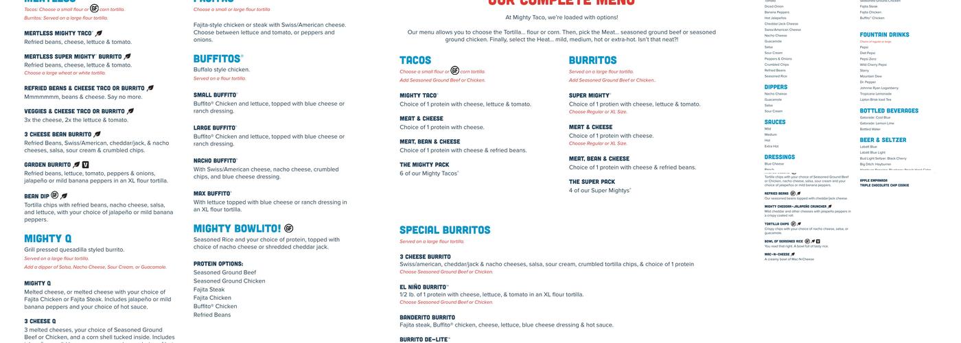 Mighty Taco Menu
