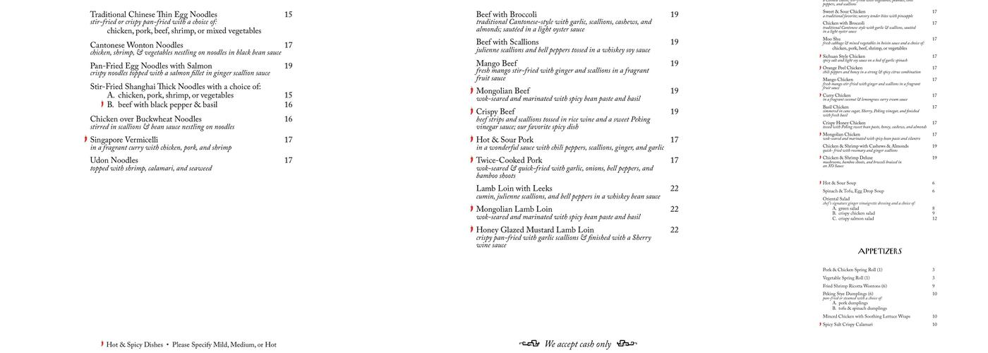 Ming Café Menu