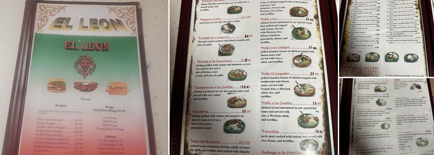 Leon Mexican Restaurant Menu