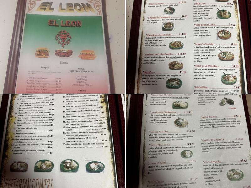 Leon Mexican Restaurant Menu