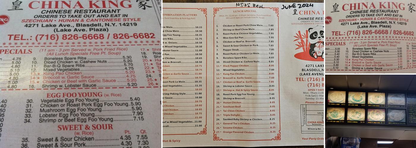 China King Restaurant Menu