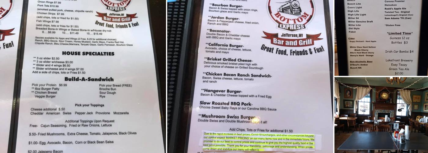 Rock Bottom Express Menu