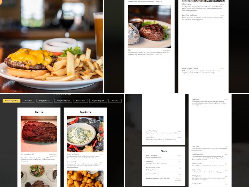 The Heron's Landing Menu