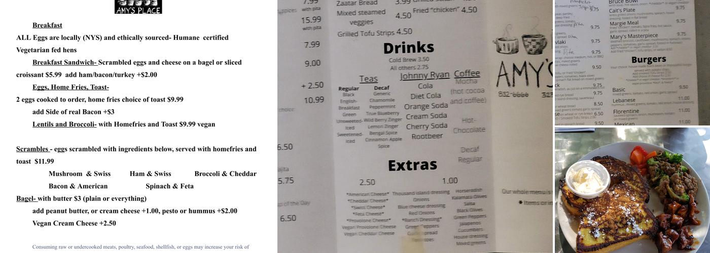 Amy's Place Menu