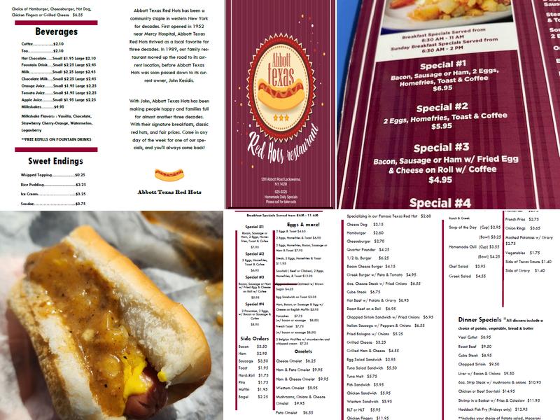 Abbott Texas Red Hots Menu