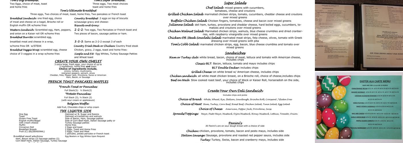 Tom's Diner Menu