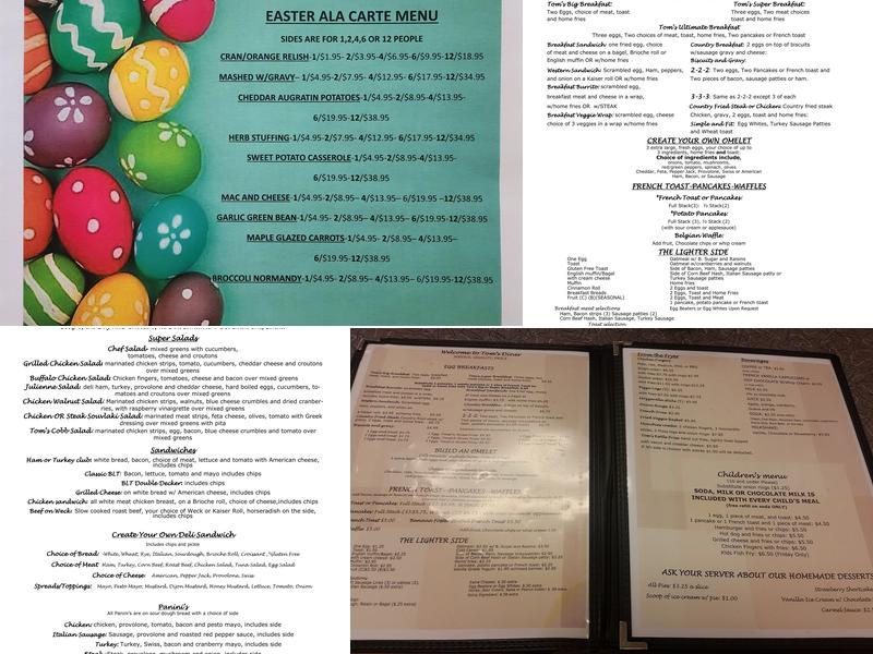 Tom's Diner Menu