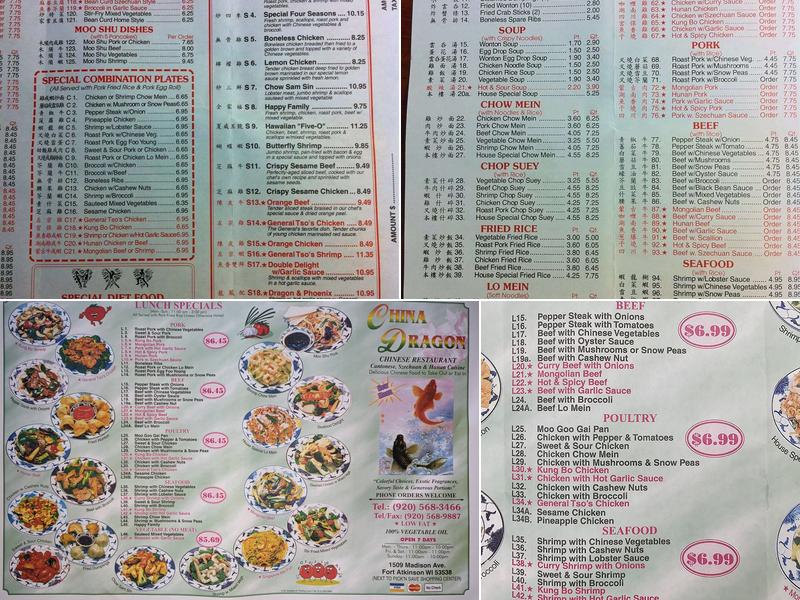China Dragon Menu