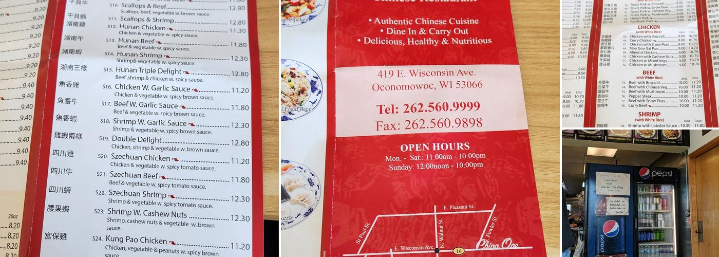 China One Menu