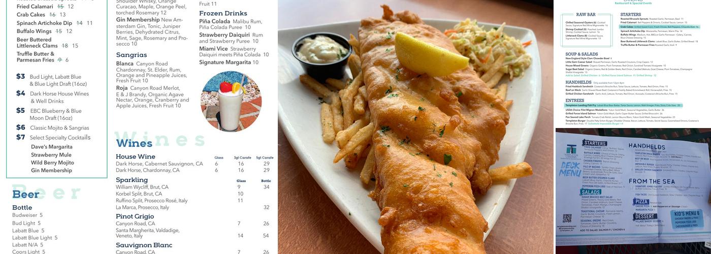 Templeton Landing Restaurant & Special Events Menu