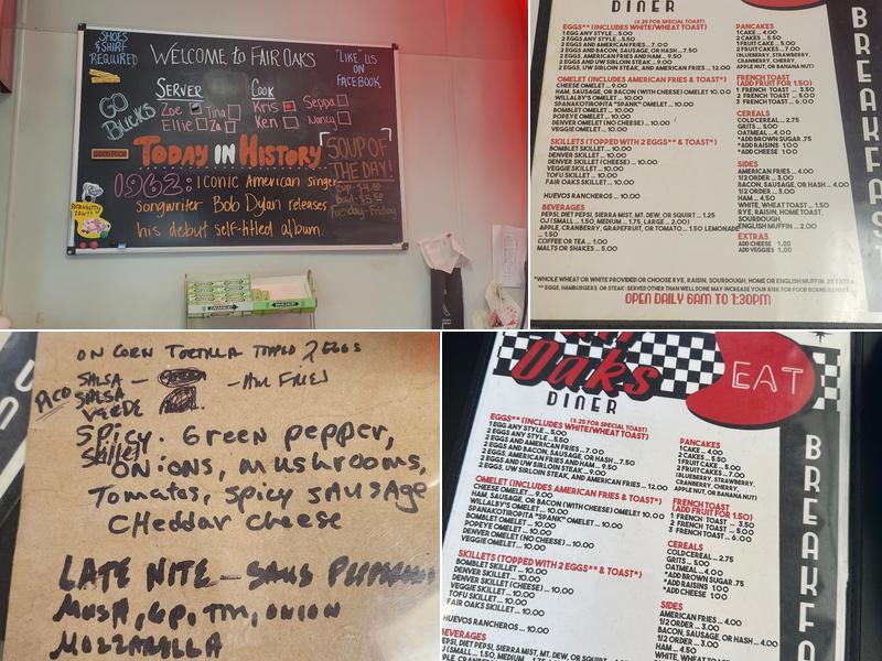 Fair Oaks Diner Menu