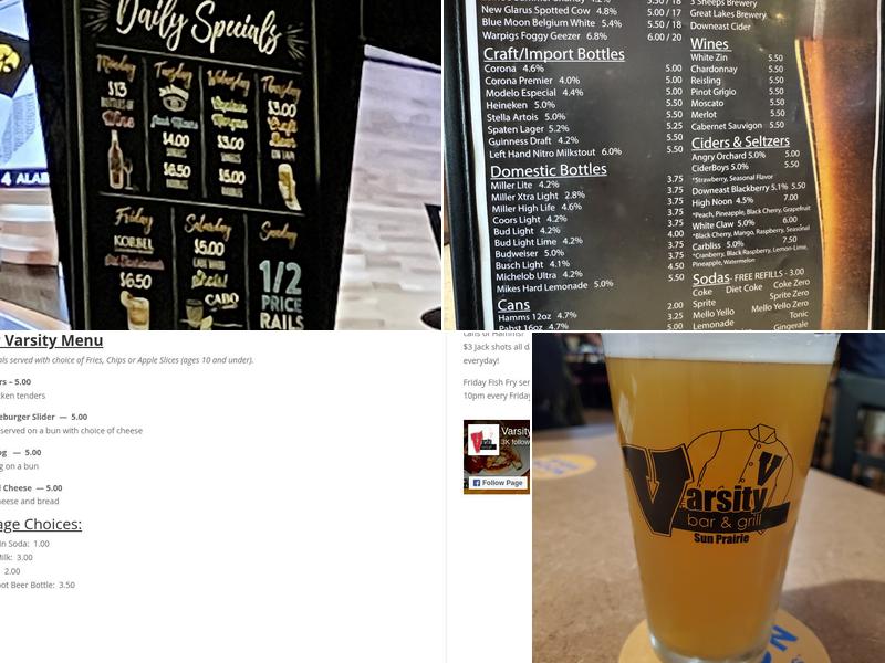 Varsity Bar & Grill Menu