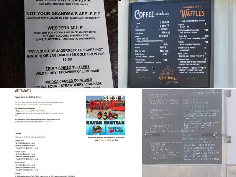 Buffalo RiverWorks Menu