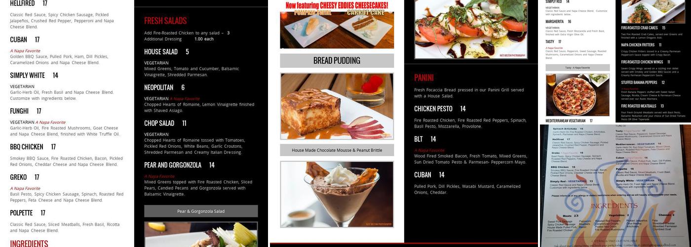 Napa Wood Fired Pizzeria & Bistro Menu