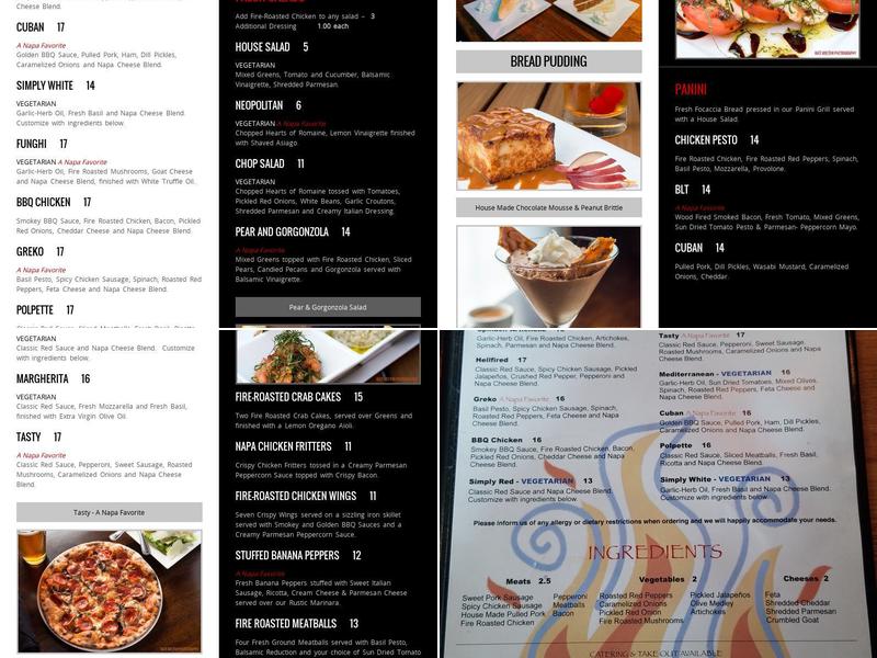 Napa Wood Fired Pizzeria & Bistro Menu