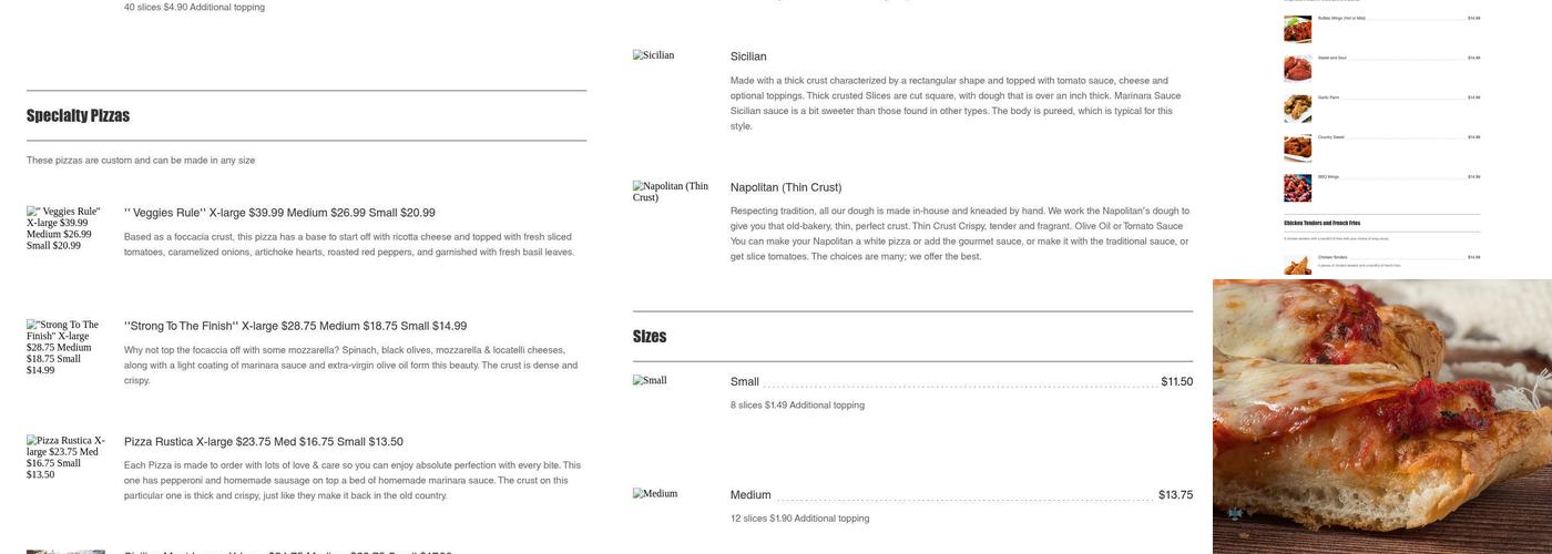 Nino's Pizzeria Menu