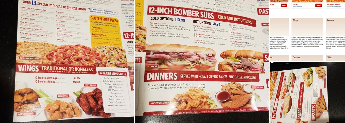 Mark's Pizzeria Menu