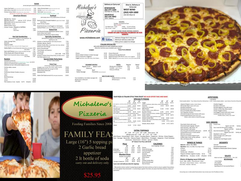 Michaleno's Pizzeria Menu