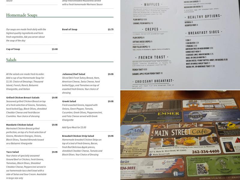 Main Street Cafe Menu