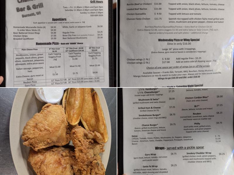 Chances Bar & Grill Menu