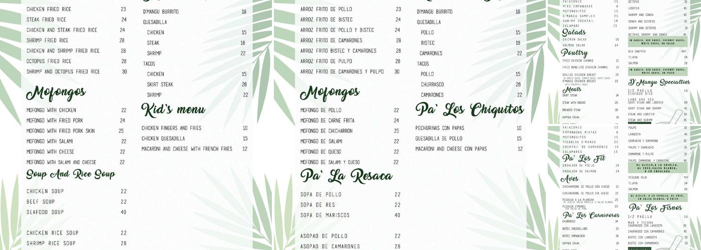 D'Mangu Menu