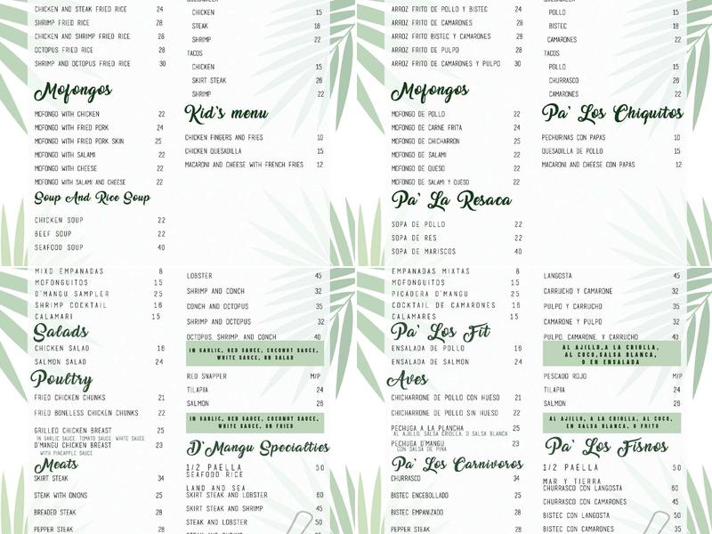 D'Mangu Menu