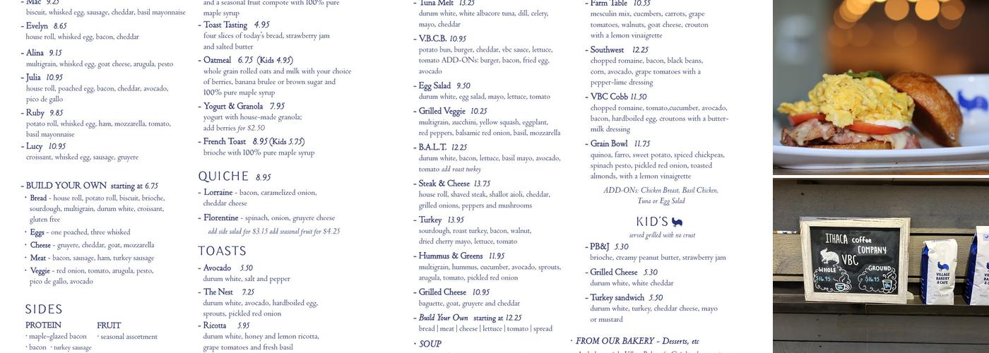 Village Bakery & Cafe Menu
