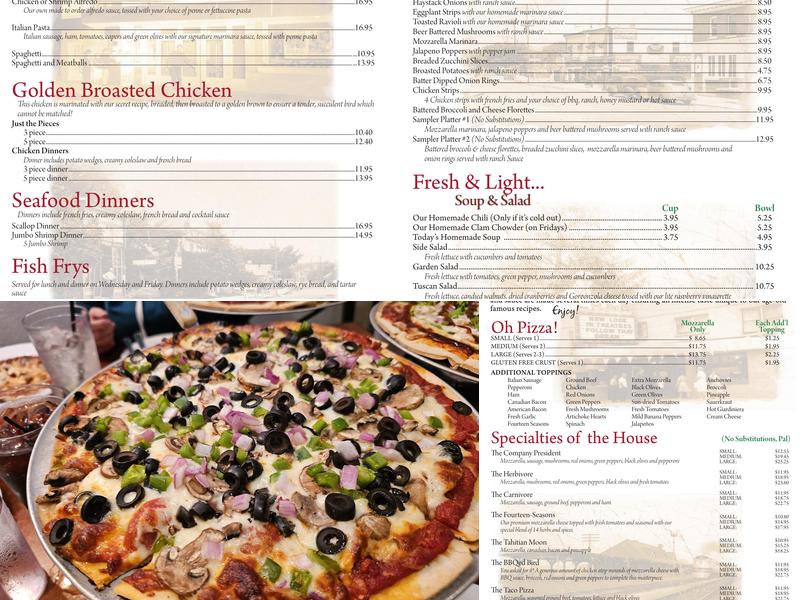 Park Avenue Pizza Company Menu