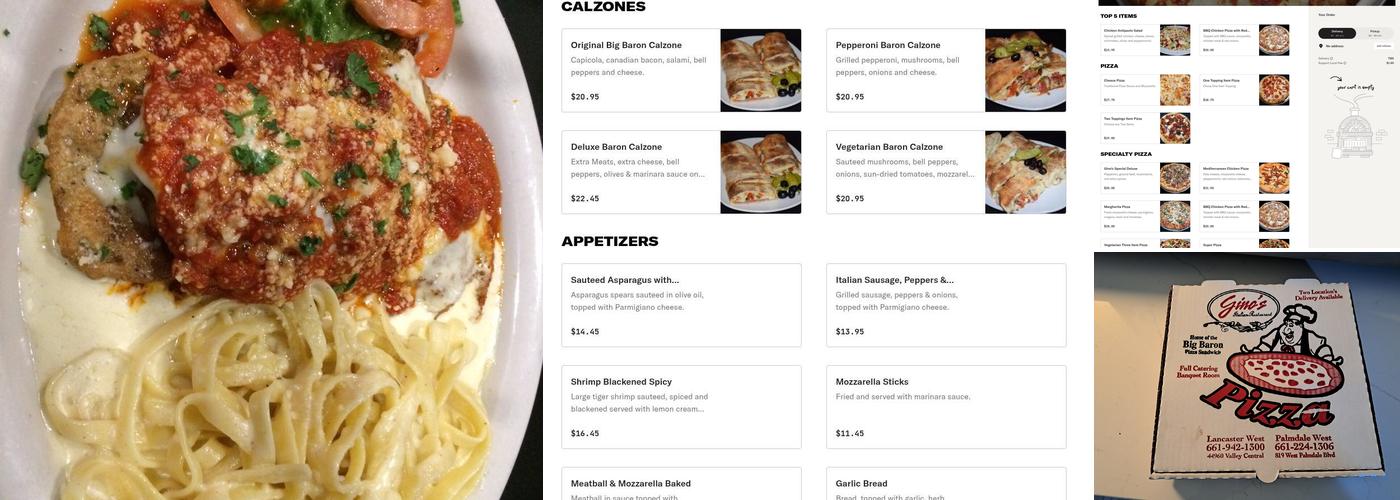 Gino's Italian Restaurant - Palmdale Menu