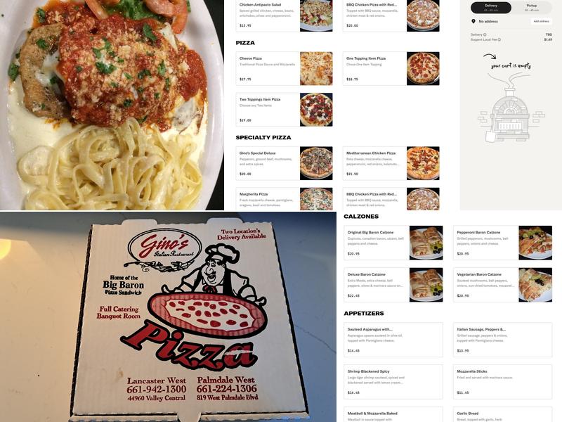 Gino's Italian Restaurant - Palmdale Menu