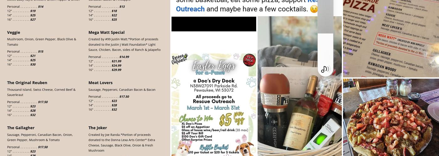 Doc's Dry Dock Menu