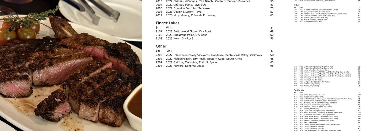 Char Steak & Lounge Menu
