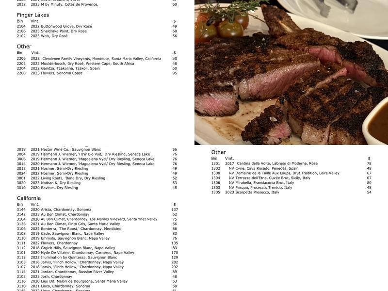 Char Steak & Lounge Menu