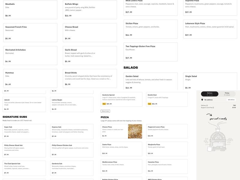Gardenia Market, Deli & Pizzeria Menu