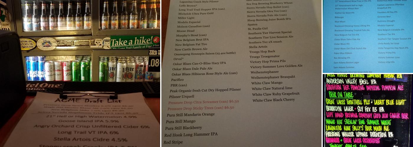 Acme Bar & Pizza Menu