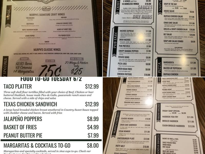 Murph's Irondequoit Pub Menu