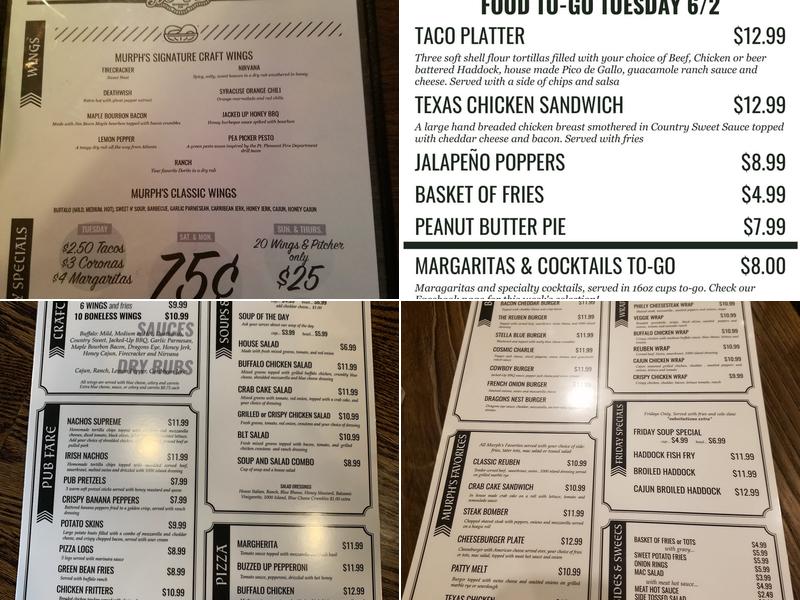 Murph's Irondequoit Pub Menu