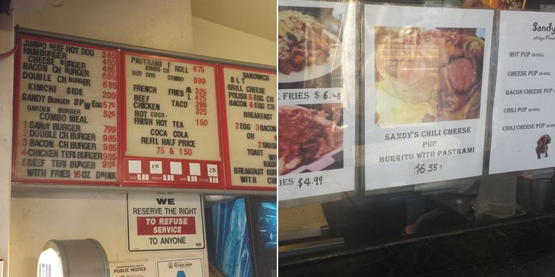 Sandy Burger Menu