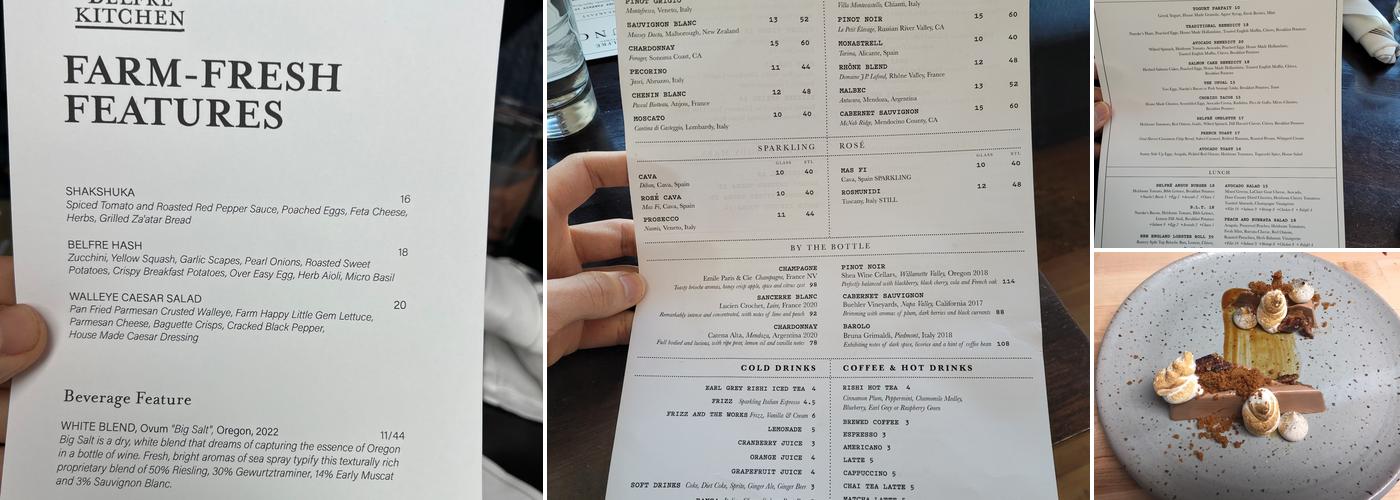 Belfrē Kitchen Menu