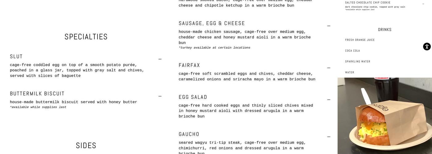 Eggslut Menu