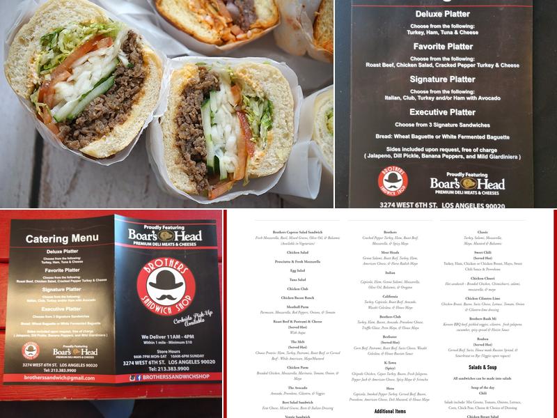 Brothers Sandwich Menu