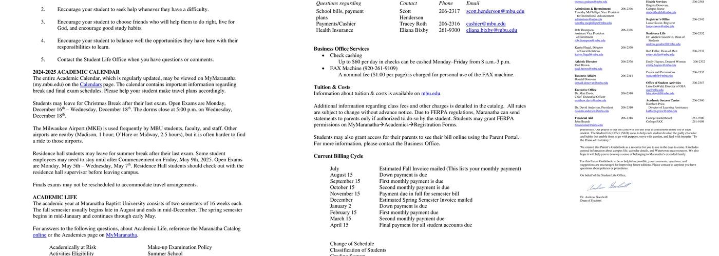 Old Main Café Menu