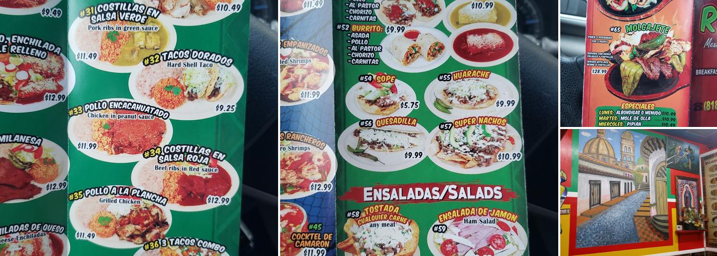 El Ruby Mexican Restaurant Menu