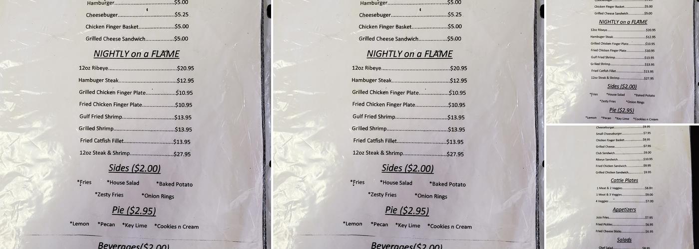 Cattle On A Flame Menu