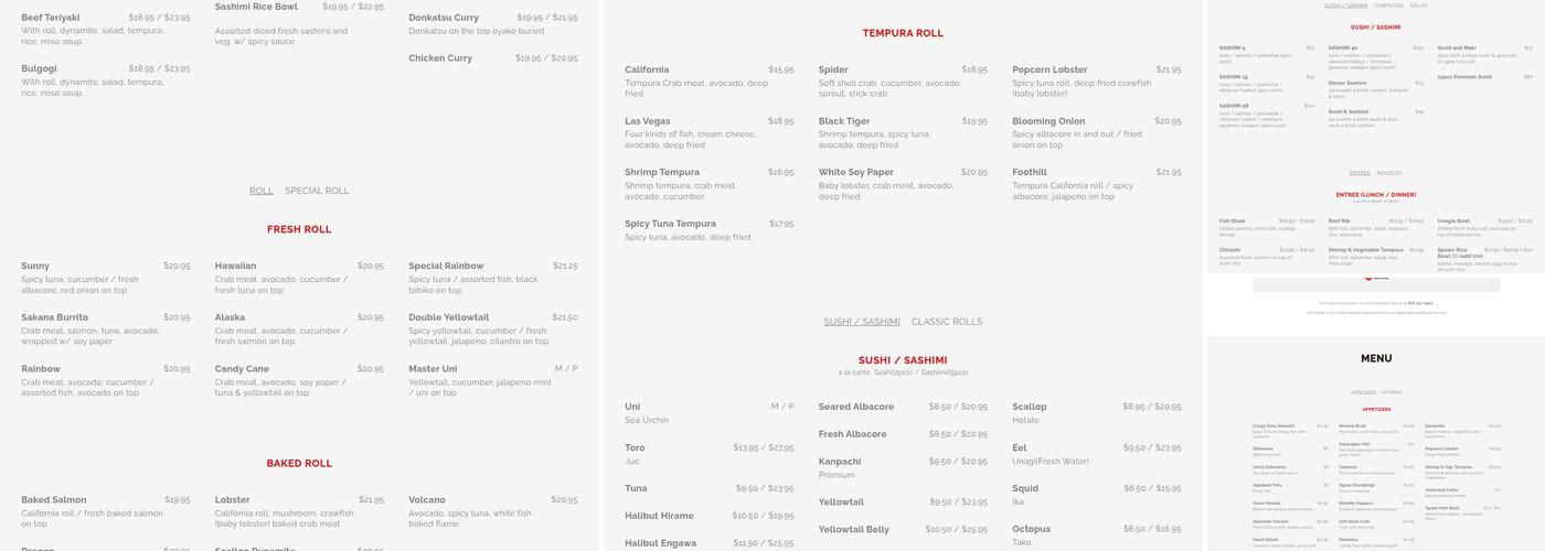 Sakana Sushi & Grill Menu