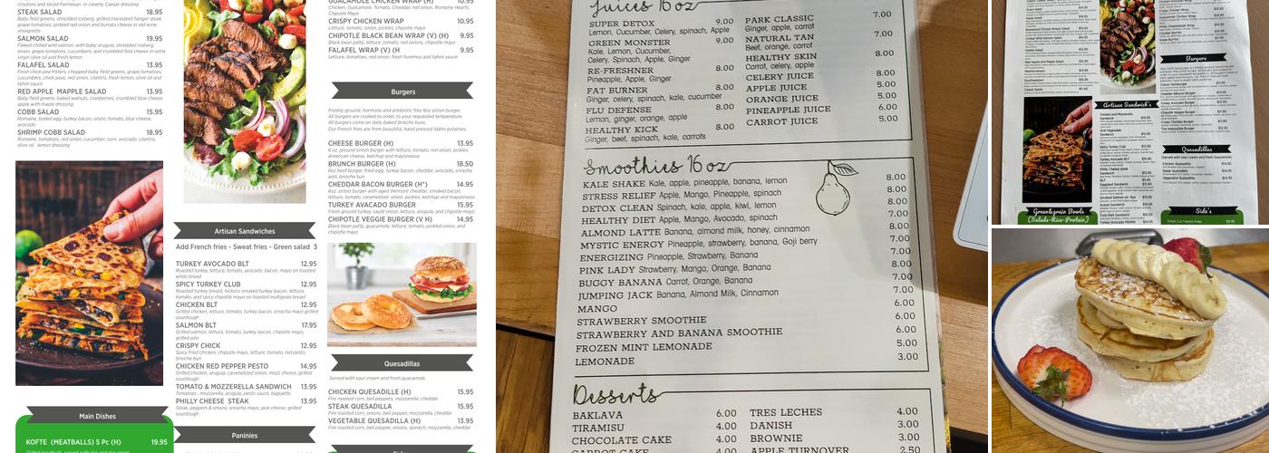 Park Cafe & Eatery Menu