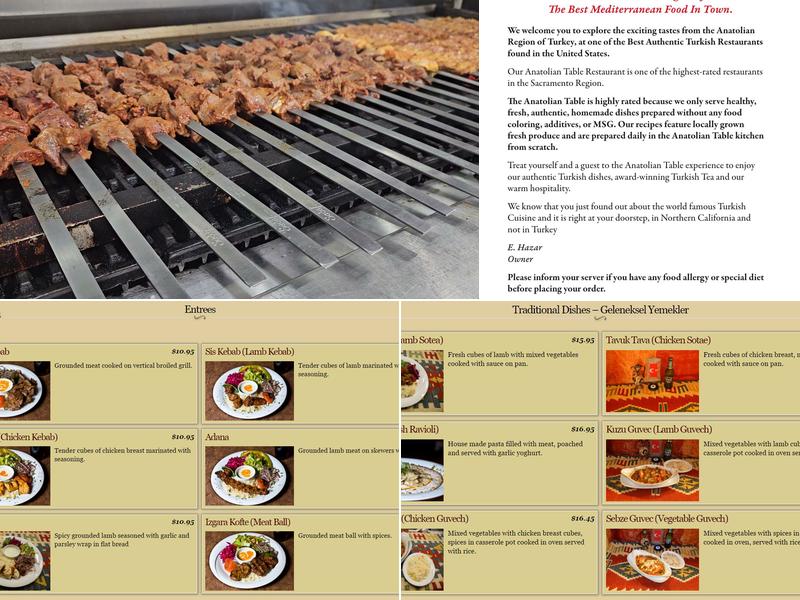 Anatolian Table Menu