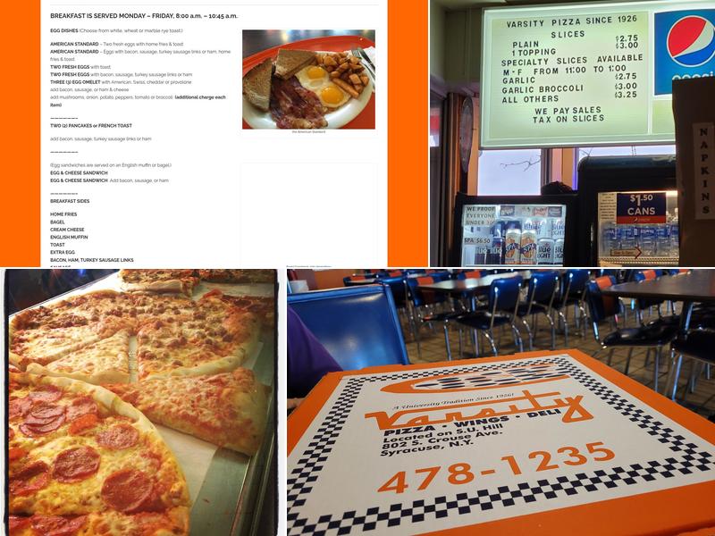 Varsity Pizza Syracuse Menu
