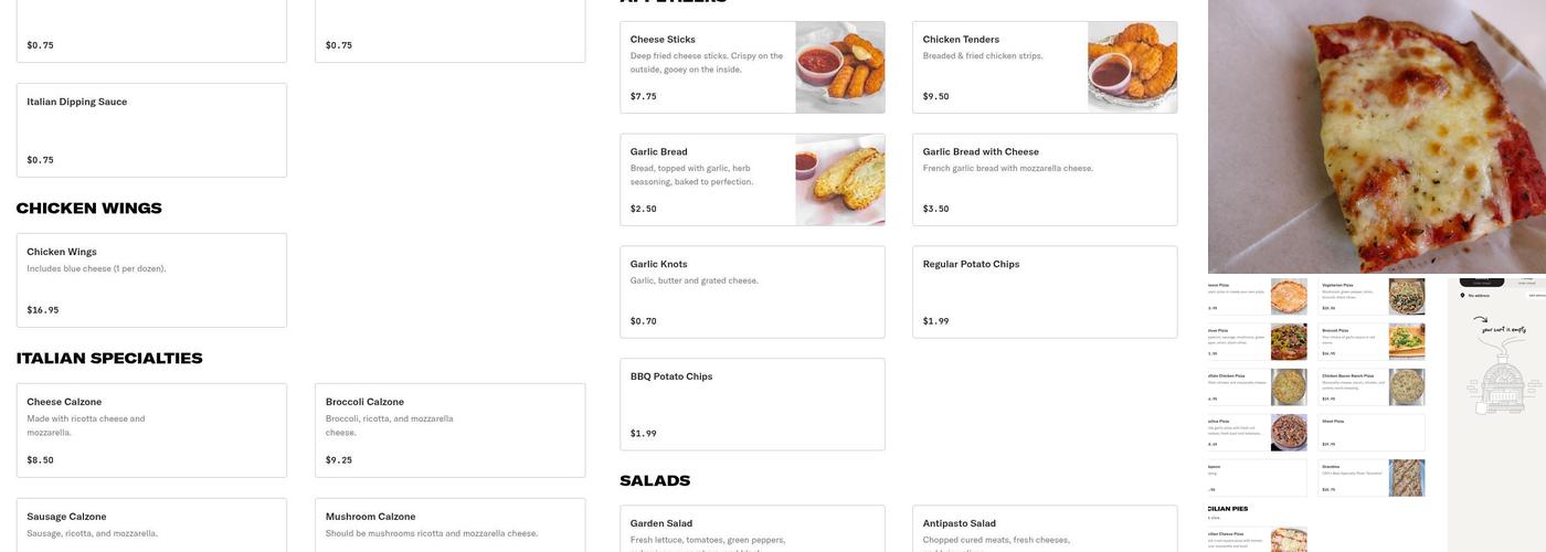 Mario & Salvo's Pizzeria Menu